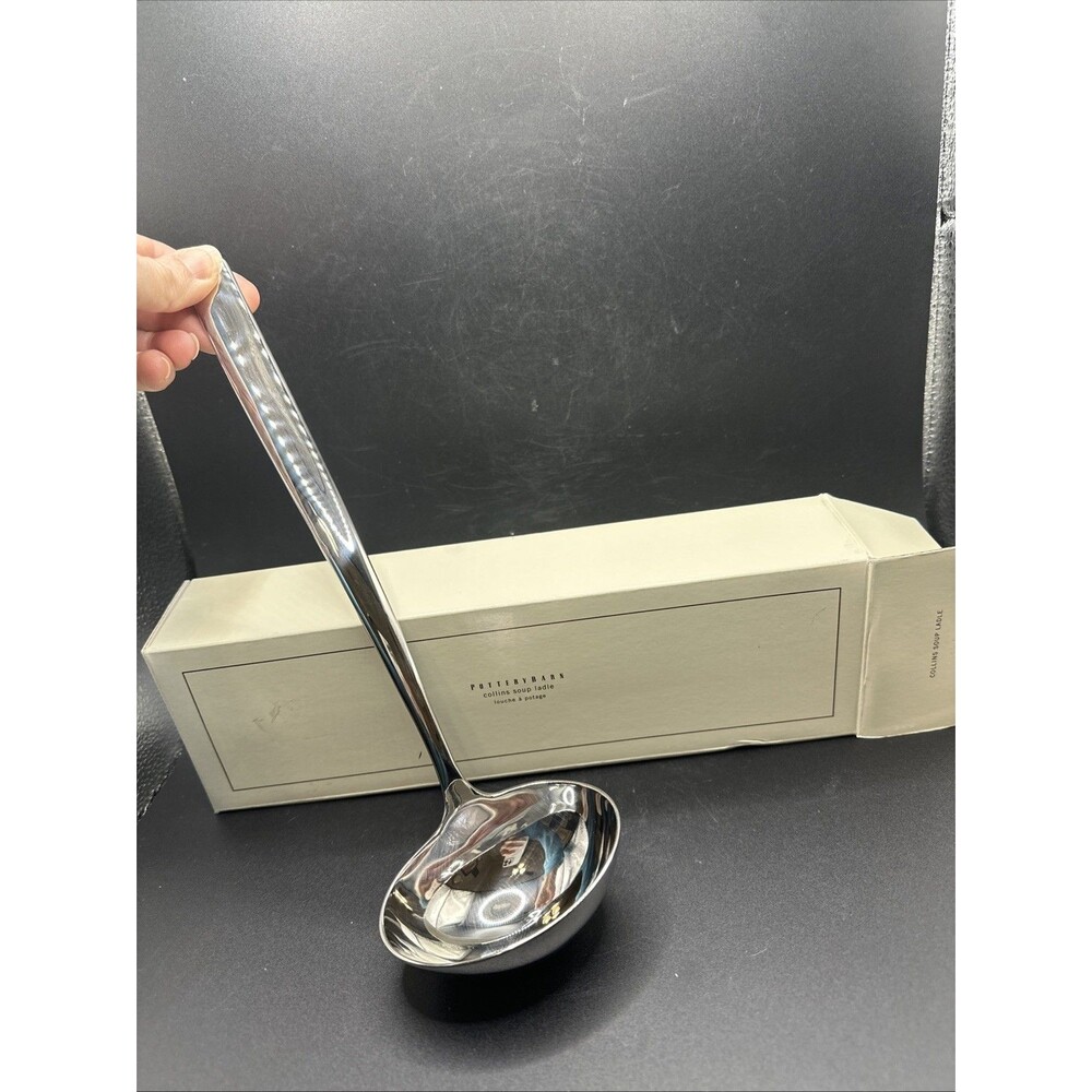 Pottery Barn 18/10 Stainless Steel Classic Flatware Collinโs Soup Ladle NIB